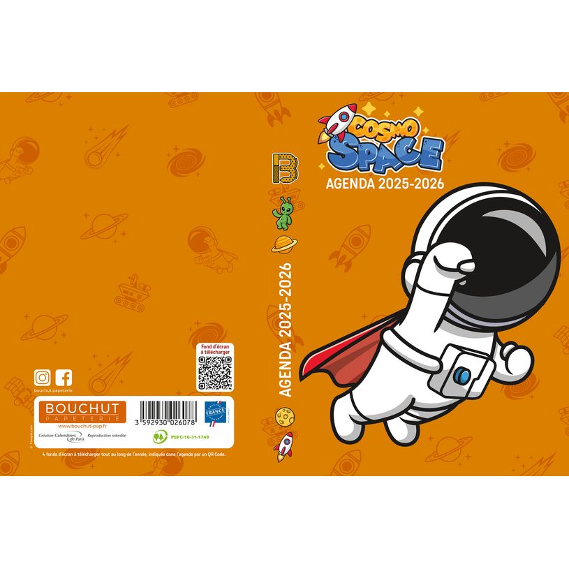 3592930027983-Agenda RDC reliure intégra BOUCHUT "Cosmo Space" 12,5 x 17,5 cm coloris jaune-P_405227461_2-1