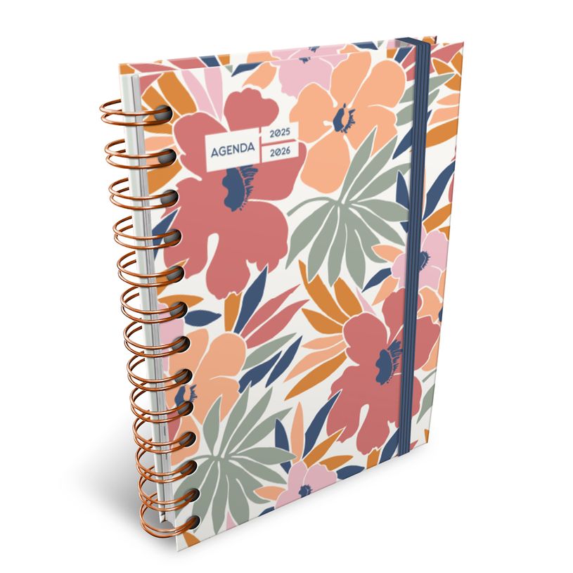 3592930026146-Agenda RDC reliure spirale année scolaire BOUCHUT "Motifs tropical" 12,5 x 17,5 cm -P_405227464_1-0