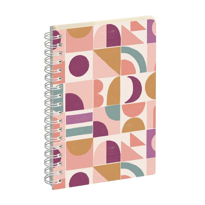 3660942087148-Agenda de poche spiralé 16 mois Paloma - 1 semaine sur 2 pages - 10 x 15 cm - Géométrique - Exacompt--0