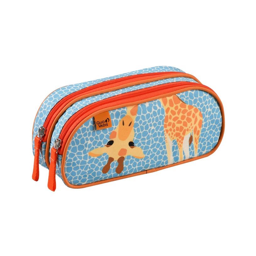 3371010495634-Quo Vadis - Trousse scolaire - Rectangle - Animascot - Girafe - Toile (polyester) - 2 compartiment(s)--0