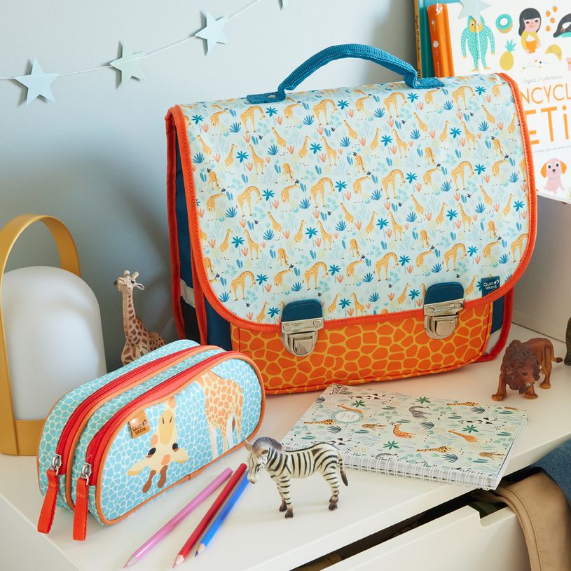 3371010495634-Quo Vadis - Trousse scolaire - Rectangle - Animascot - Girafe - Toile (polyester) - 2 compartiment(s)--1