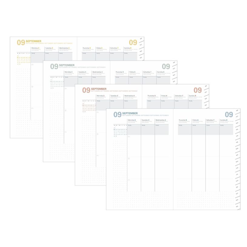3371010529520-Quo Vadis - Agenda 16 mois - 2026-2027 - Plan Week - Semainier Notes - Multilingue - Andrea - Gris - 16 mois de septembre à décembre - 16x24 cm - Papier Clairefontaine blanc - Fabri--2