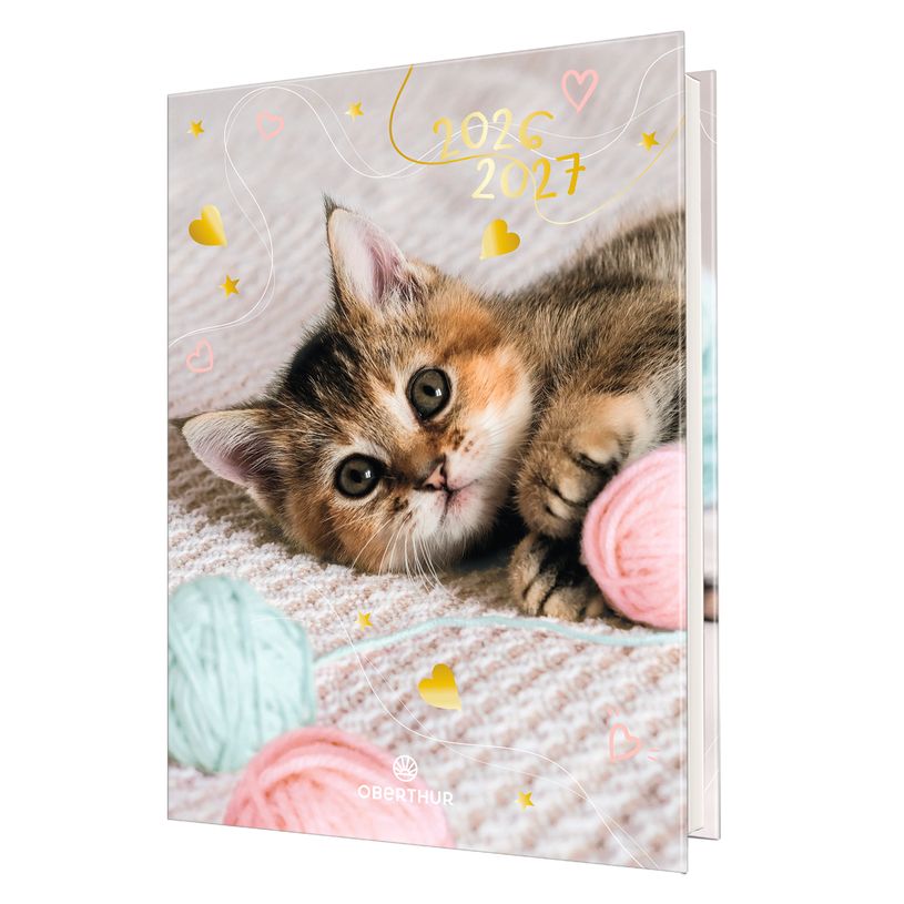 3664447220796-Agenda Chaton tendre - 1 jour par page - 12,5 x 17,5 cm - Oberthur--0