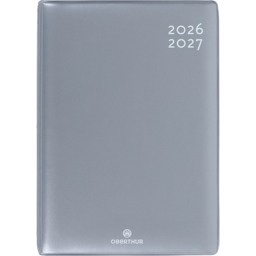 3664447222202-Agenda Gomme métallisé - 1 jour par page - 12,5 x 17,5 cm - argent - Oberthur--0