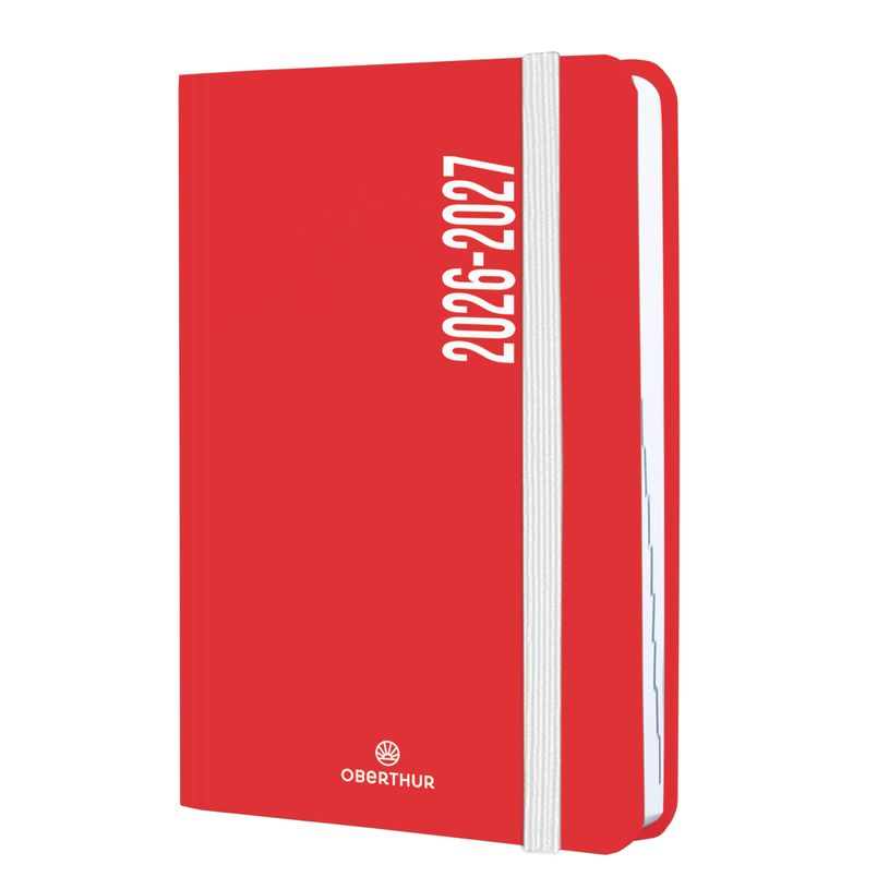 3664447222233-Agenda à élastique Alabama - 1 jour par page - 12,5 x 17,5 cm - rouge - Oberthur--0
