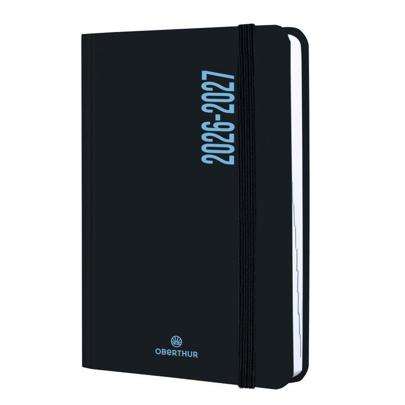 3664447222295-Agenda à élastique Alabama - 1 jour par page - 12,5 x 17,5 cm - noir et bleu - Oberthur--0