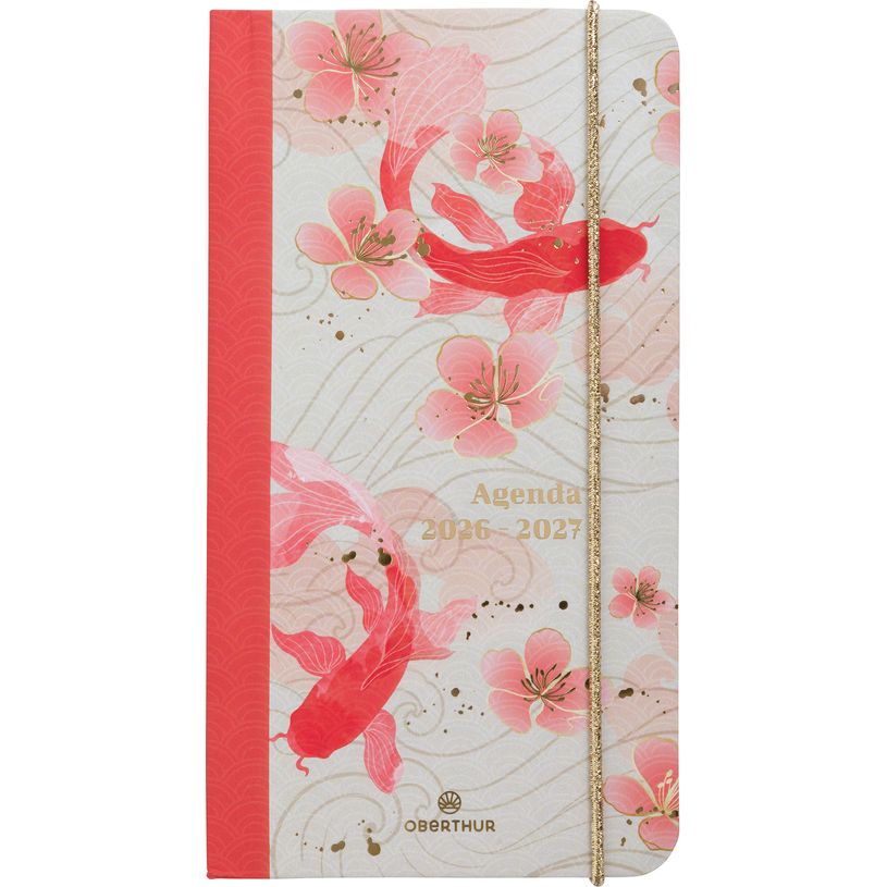 3664447221465-Agenda de poche à élastique Sakura - 1 semaine sur 2 pages - 9,5 x 17,5 cm - poissons - Oberthur--0