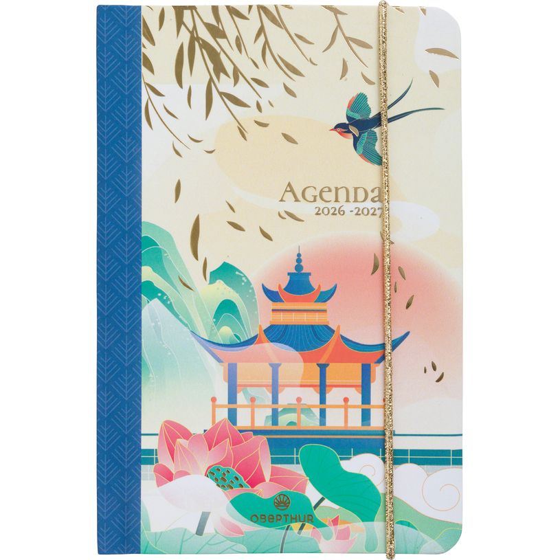 3664447221472-Agenda à élastique Sakura - 1 semaine sur 2 pages - 10 x 15 cm - temple - Oberthur--0