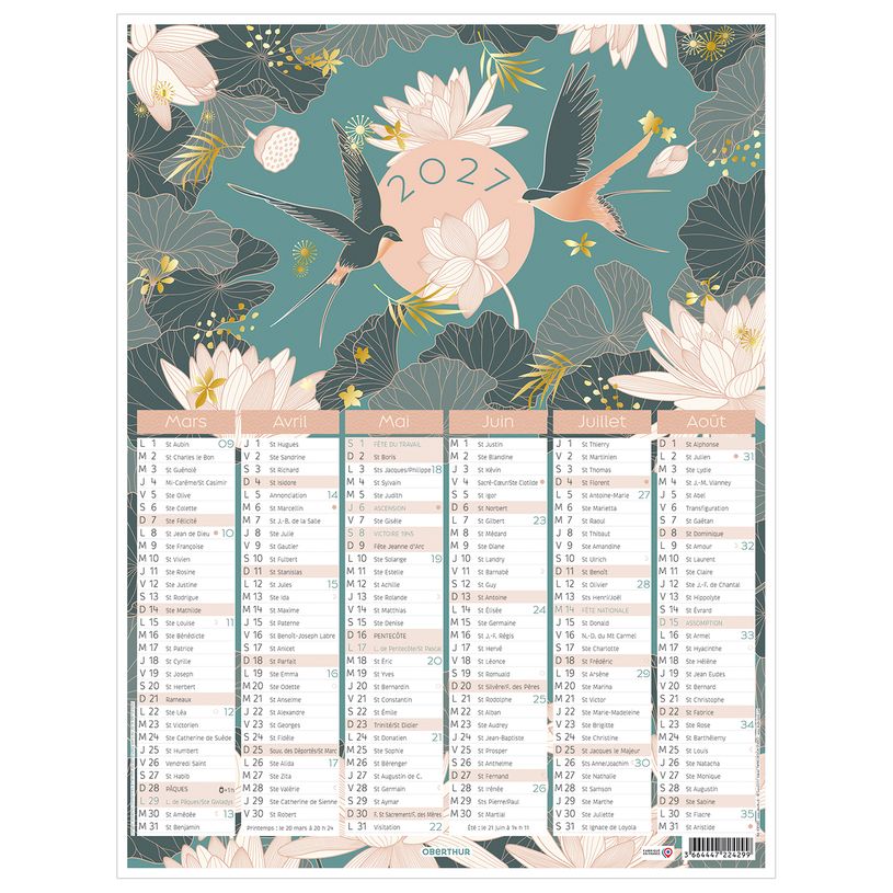 3664447224299-Calendrier Tokyo - 6 mois par face - 32 x 42 cm - Oberthur--1