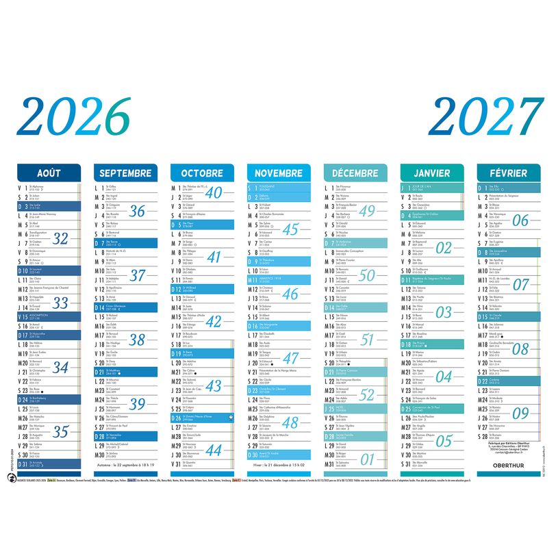 3664447218540-Calendrier Arc-en-ciel - 7 mois par face - 32 x 42 cm - Oberthur--0