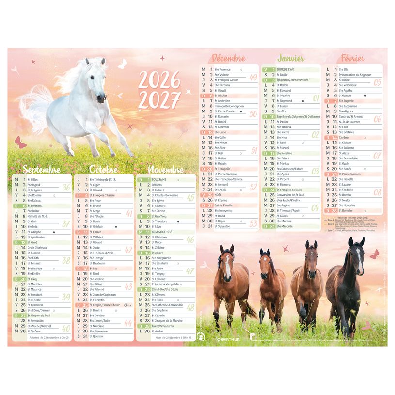 3664447218632-Calendrier Cheval - 6 mois par face - 21 x 26,5 cm - Oberthur--0