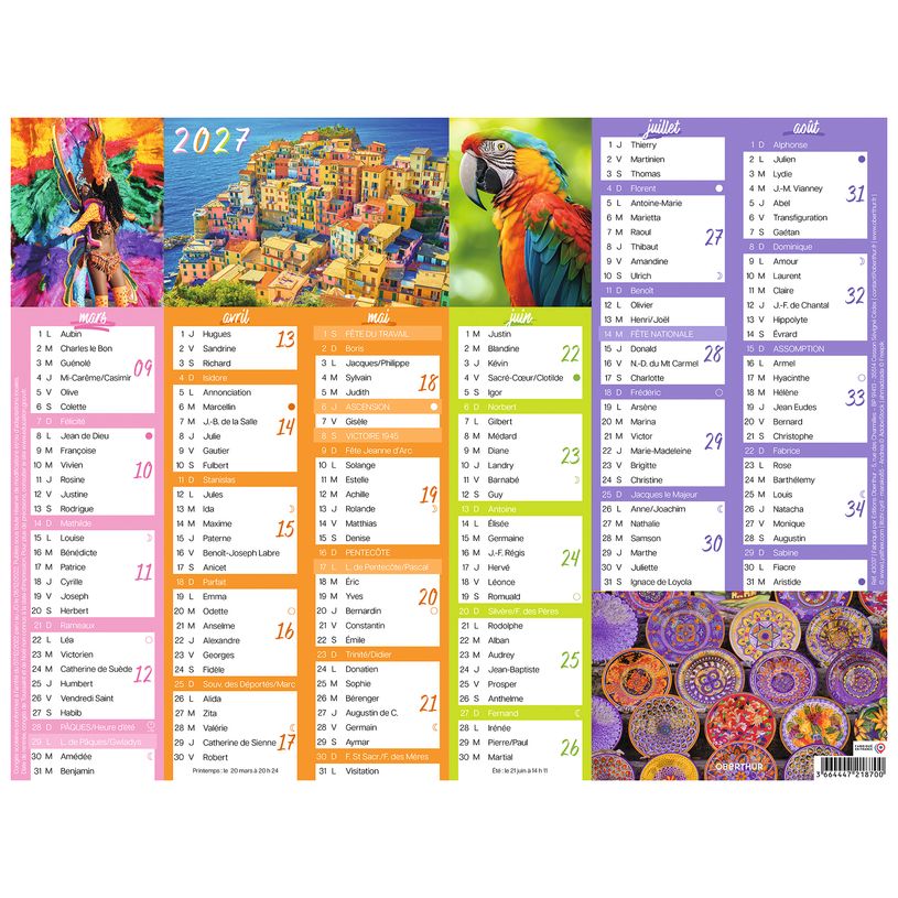 3664447218700-Calendrier Color Story - 6 mois par face - 32 x 42 cm - Oberthur--1