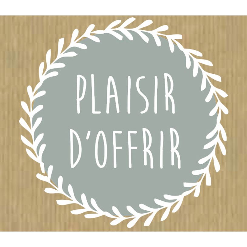 3281650479096-Etiquettes Plaisir d'offrir grise 4x3,5cm - rouleau de 500--1