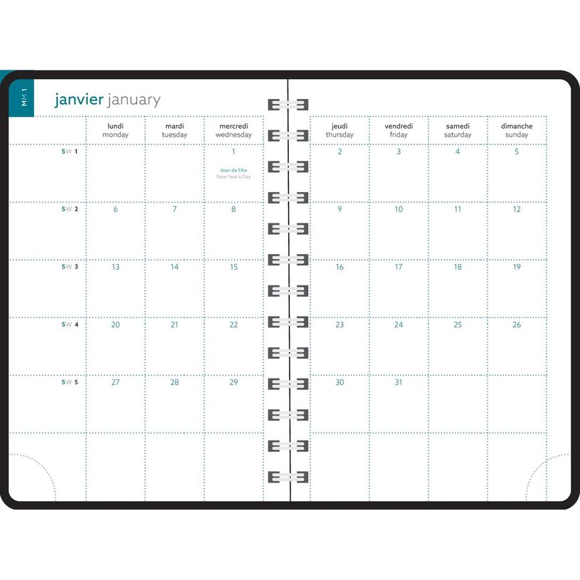 3660942087148-Agenda de poche spiralé 16 mois Paloma - 1 semaine sur 2 pages - 10 x 15 cm - fleur - Exa-P_405228047_3-2