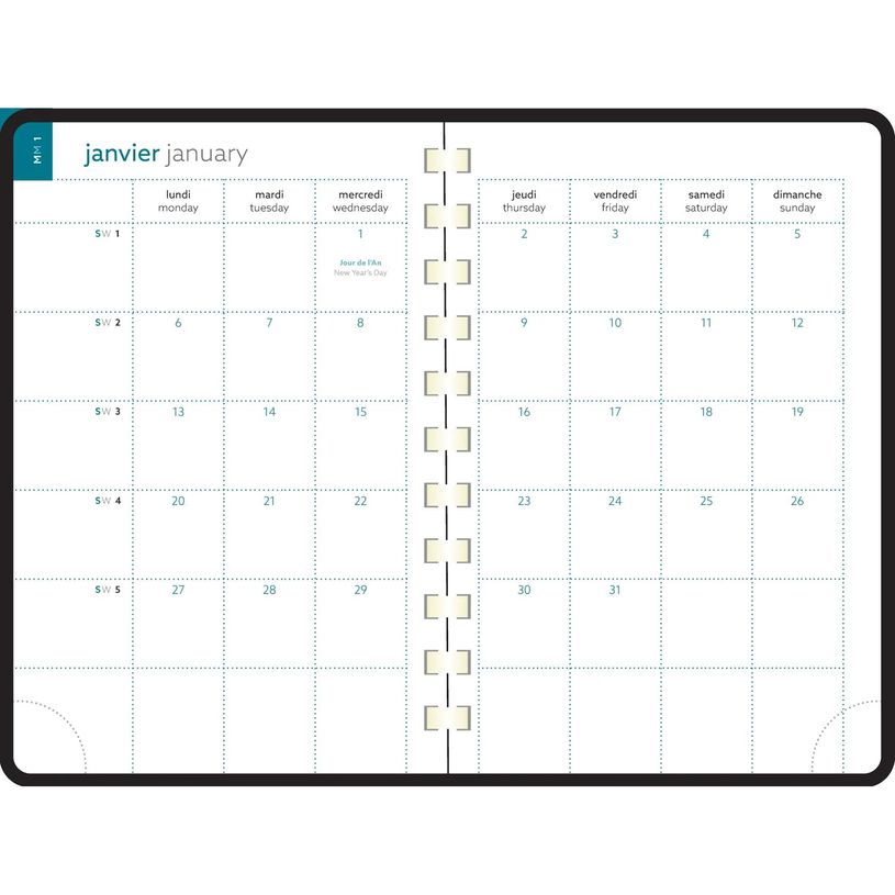 3660942087841-Agenda de poche spiralé 16 mois Joy - 1 semaine sur 2 pages - 10 x 15 cm - menthe - Exaco-P_405228050_3-2