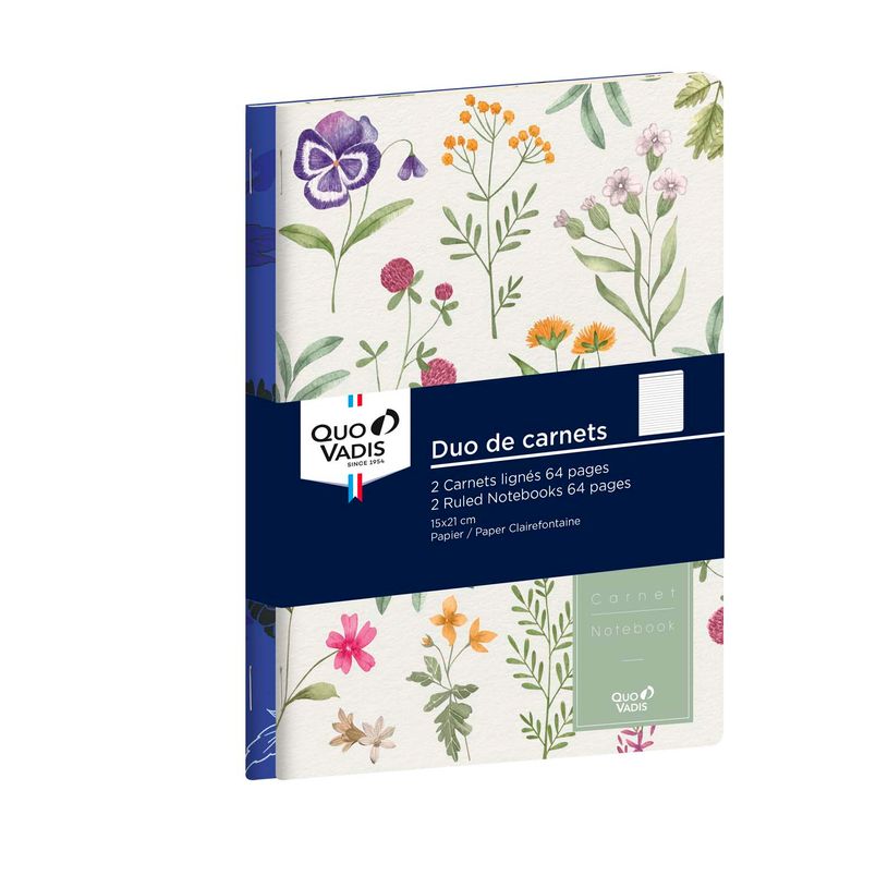 3371010527359-DUO CARNETS SOUPLES A5 - 64 PAGES Daisy par 2 - Bucolique/Herbier - 15x21 cm - Quo Vadis-P_405228191_1-0
