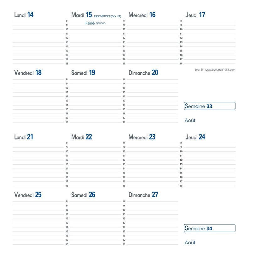 3371010526185-SEPT-BI FR Recharge - 8,8x17 cm - 2 semaines sur 2 pages - 12 mois de mi-août à mi-août-P_405228243_1-0