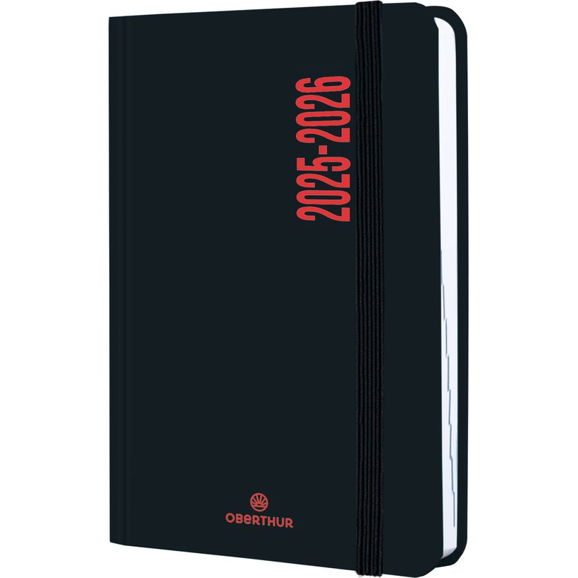 3664447222271-Agenda à élastique Alabama - 1 jour par page - 12,5 x 17,5 cm - noir et rouge - Oberthur-P_405228446_1-0