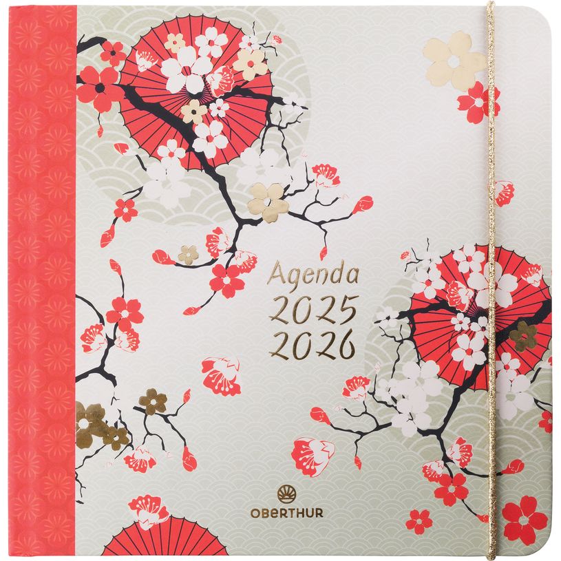 3664447221434-Agenda à élastique Sakura - 1 semaine sur 2 pages - 16,5 x 16,5 cm - fleurs de cerisiers-P_405228481_1-0