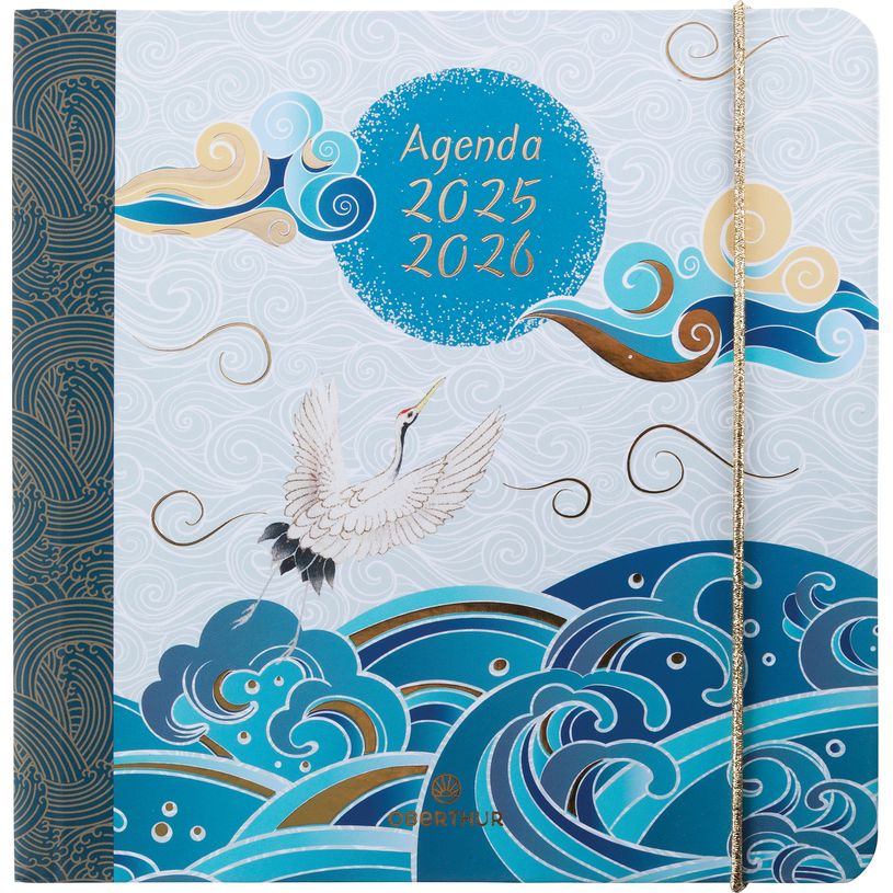 3664447221441-Agenda à élastique Sakura - 1 semaine sur 2 pages - 16,5 x 16,5 cm - vagues - Oberthur-P_405228482_1-0