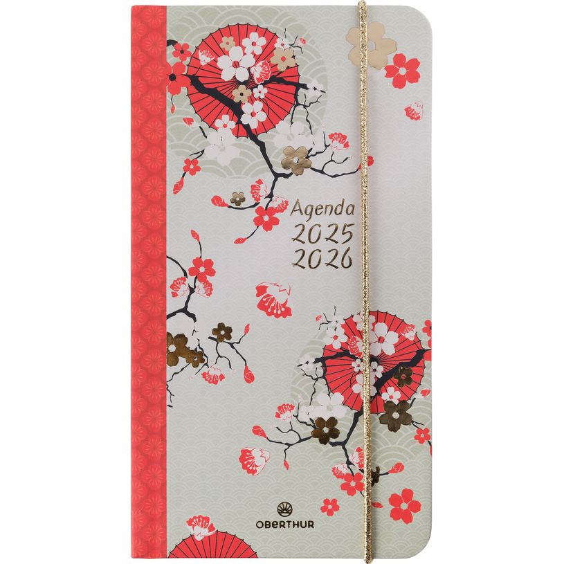 3664447221458-Agenda de poche à élastique Sakura - 1 semaine sur 2 pages - 9,5 x 17,5 cm - fleurs de c-P_405228483_1-0