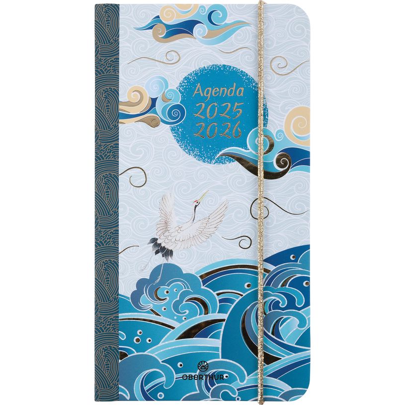 3664447221465-Agenda de poche à élastique Sakura - 1 semaine sur 2 pages - 9,5 x 17,5 cm - vagues - Ob-P_405228484_1-0