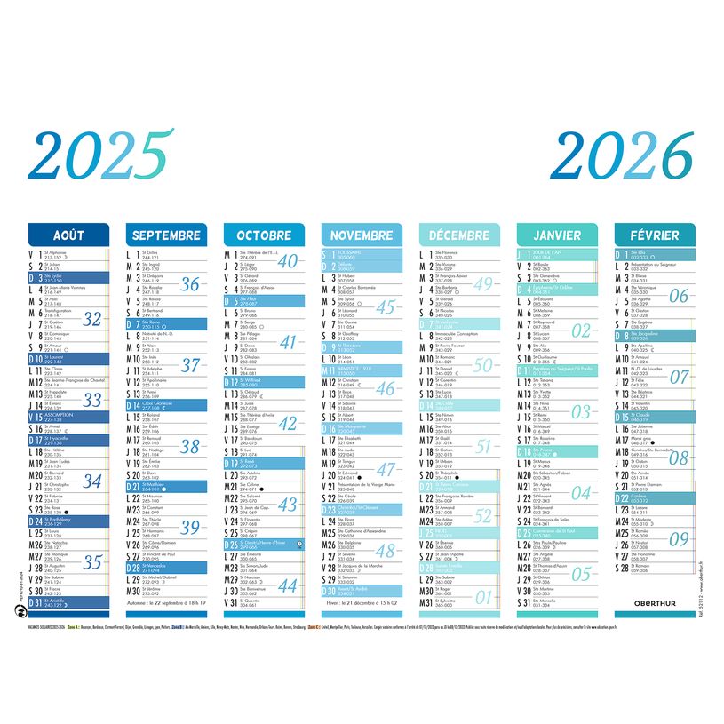 3664447218533-Calendrier Arc-en-ciel - 7 mois par face - 21 x 26,5 cm - Oberthur-P_405228539_1-0