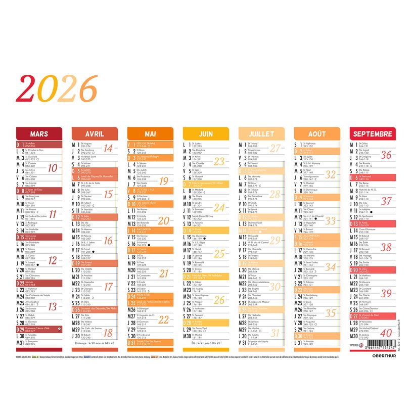 3664447218533-Calendrier Arc-en-ciel - 7 mois par face - 21 x 26,5 cm - Oberthur-P_405228539_2-1