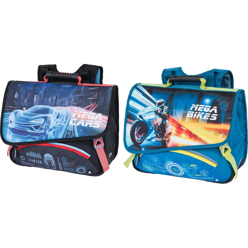 3664447198668-Cartable Megacars ou Megabikes - 38 cm - 2 compartiments - Oberthur-P_405228621_1-0