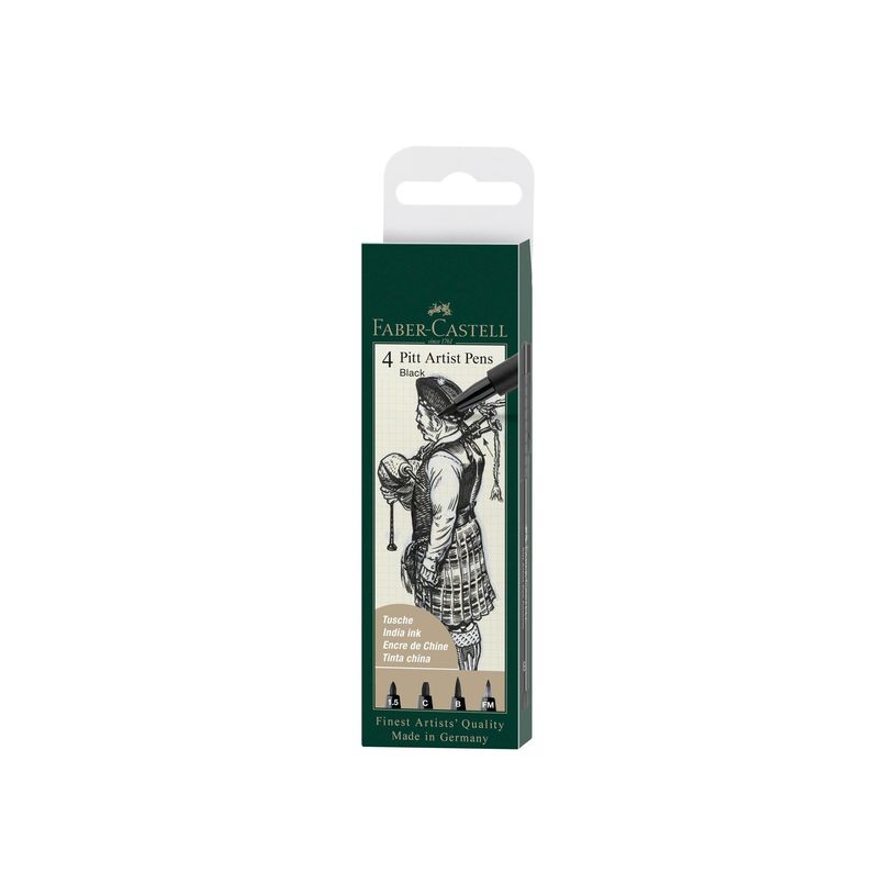 4005401671534-Faber-Castell PITT Artist Pen - Ensemble de stylo-brosse et crayon fin - permanent - noir -P_405228738_2-0