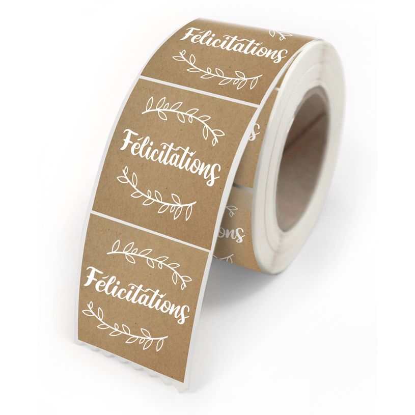 3281650578171-Etiquettes Félicitations naturel 4x3,5cm - rouleau de 500--0