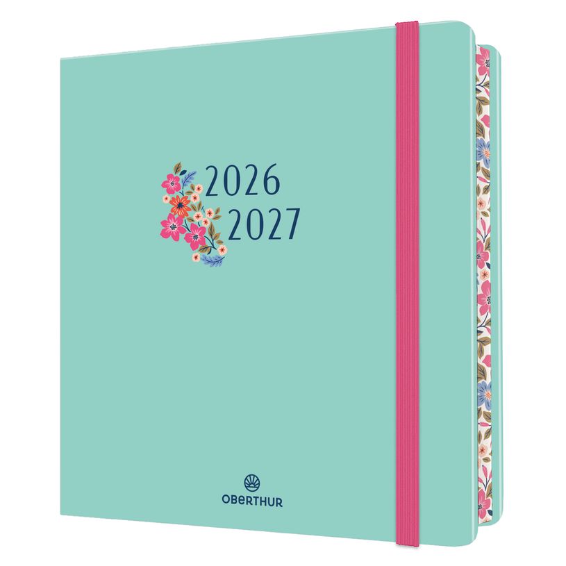 3664447221038-Agenda à élastique Tivoli - 1 semaine sur 2 pages - 16,5 x 16,5 cm - vert d'eau - Oberthur--0