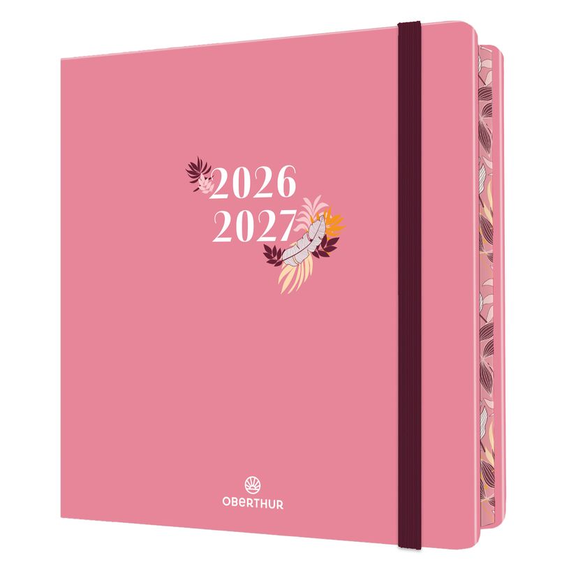 3664447221052-Agenda à élastique Tivoli - 1 semaine sur 2 pages - 16,5 x 16,5 cm - rose - Oberthur--0