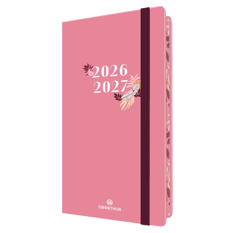 3664447221083-Agenda de poche à élastique Tivoli - 1 semaine sur 2 pages - 9,5 x 17,5 cm - rose - Oberthur--0