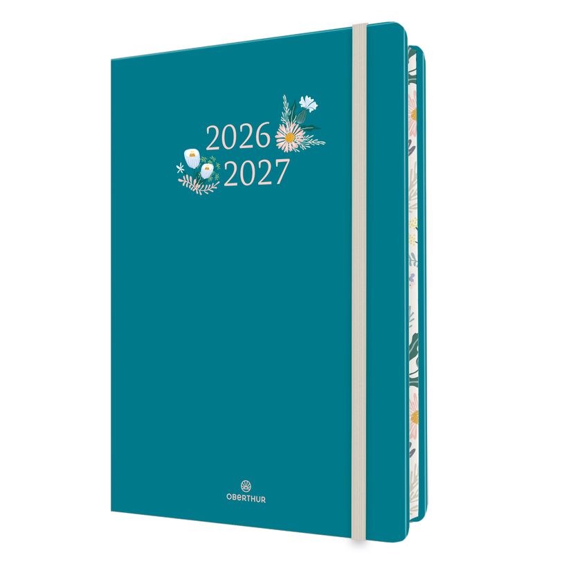 3664447221106-Agenda à élastique Tivoli - 1 semaine sur 2 pages - 10 x 15 cm - bleu canard - Oberthur--0