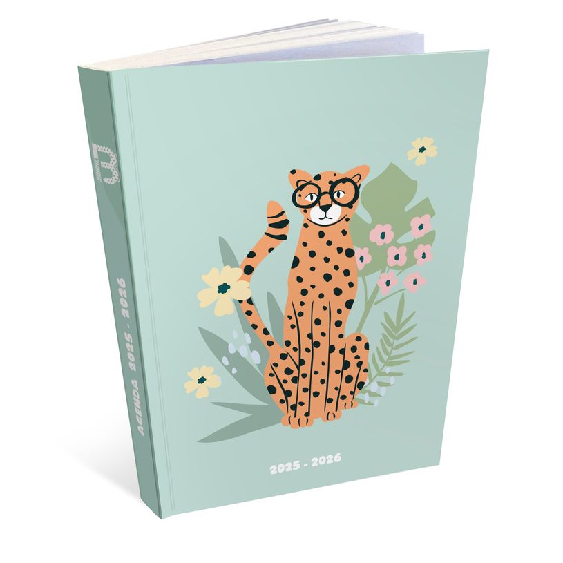 3592930025880-Agenda RDC reliure brochée année scolaire BOUCHUT "Fun Cheetah" 1 jour /page 12 x 17 cm -P_405229842_1-0
