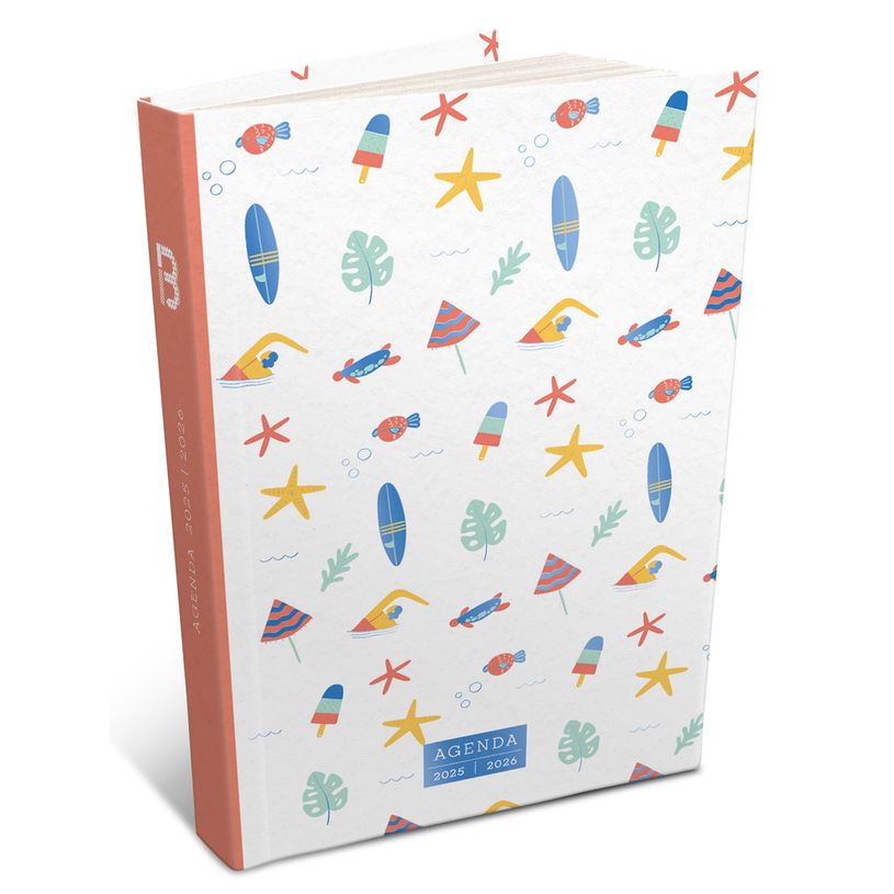 3592930026054-Agenda RDC reliure intégra année scolaire BOUCHUT "Girly Surf" 12,5 x 17,5 cm PEFC 70 %-P_405229843_1-0