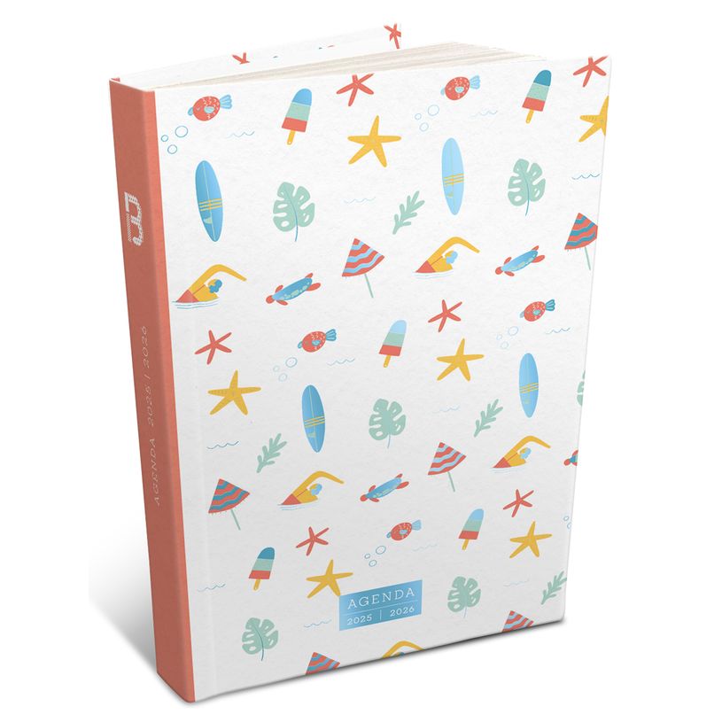 3592930026054-Agenda RDC reliure intégra année scolaire BOUCHUT "Girly Surf" 12,5 x 17,5 cm PEFC 70 %-P_405229843_2-1