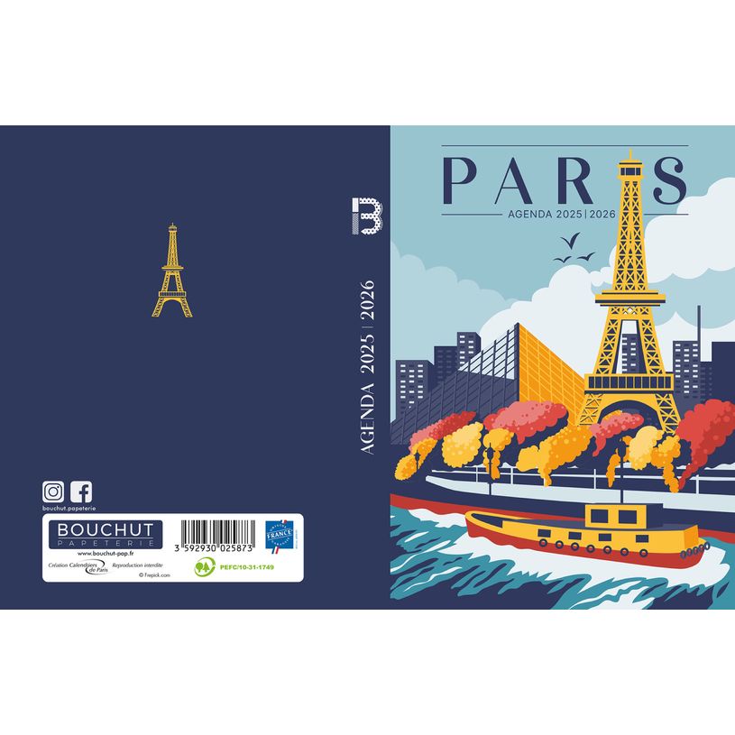 3592930027785-Agenda RDC reliure brochée année scolaire BOUCHUT "Paris" 1 jour /page 12 x 17 cm PEFC 7-P_405229848_2-1