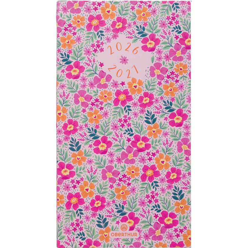 3664447218113-Agenda de poche Chelsea - 1 semaine sur 2 pages - 9,5 x 17,5 cm - floralie rose - Oberthur--0