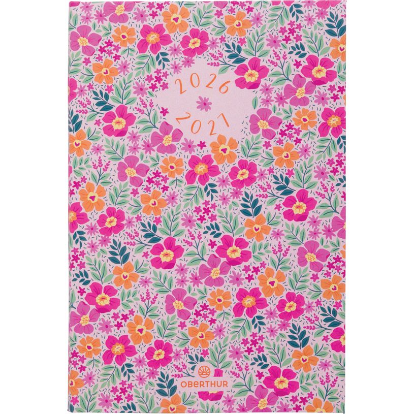 3664447218151-Agenda Chelsea - 1 semaine sur 2 pages - 10 x 15 cm - floralie rose - Oberthur--0