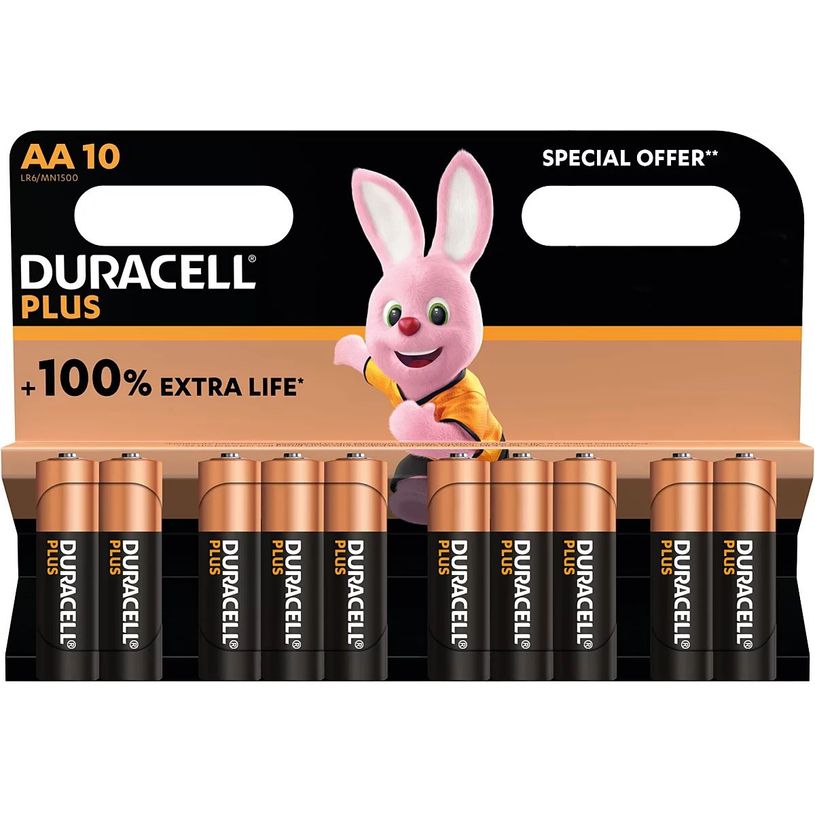 5000394146969-DURACELL piles 100% plus  - 10 piles alcalines - AA LR06 --0
