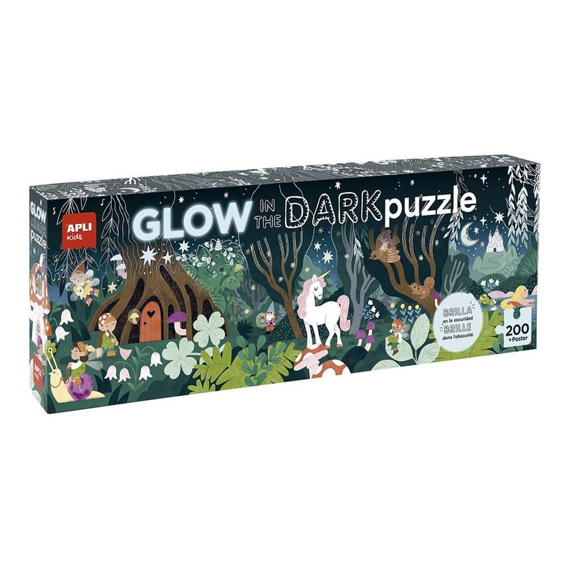 8410782196921-APLI kids - Glow in the dark Magical forest - puzzle - 200 pièces-P_405230058_1-0