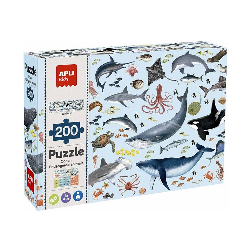 8410782196969-APLI kids - Endangered animals Ocean - puzzle - 200 pièces-P_405230061_1-3