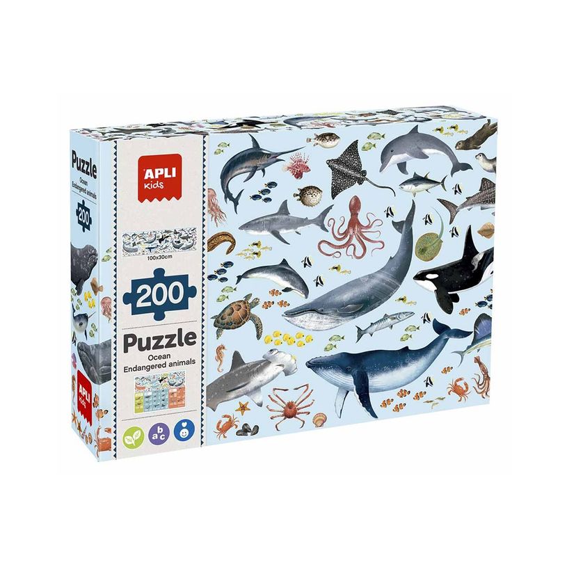 8410782196969-APLI kids - Endangered animals Ocean - puzzle - 200 pièces-P_405230061_4-1