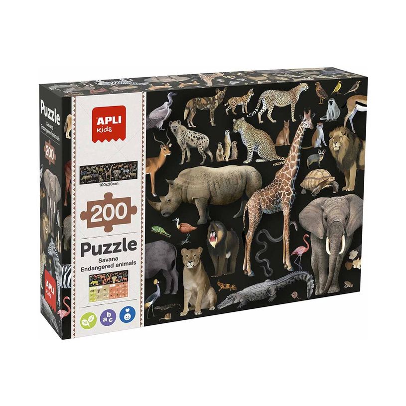 8410782196976-APLI kids - Endangered animals Savanna - puzzle - 200 pièces-P_405230062_1-3