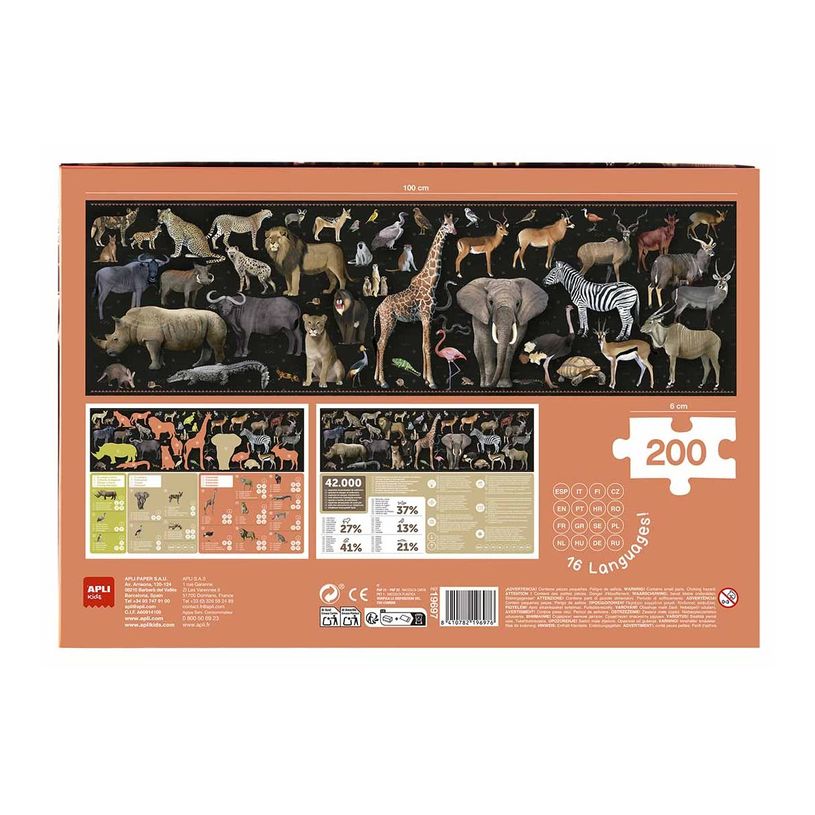 8410782196976-APLI kids - Endangered animals Savanna - puzzle - 200 pièces-P_405230062_4-1