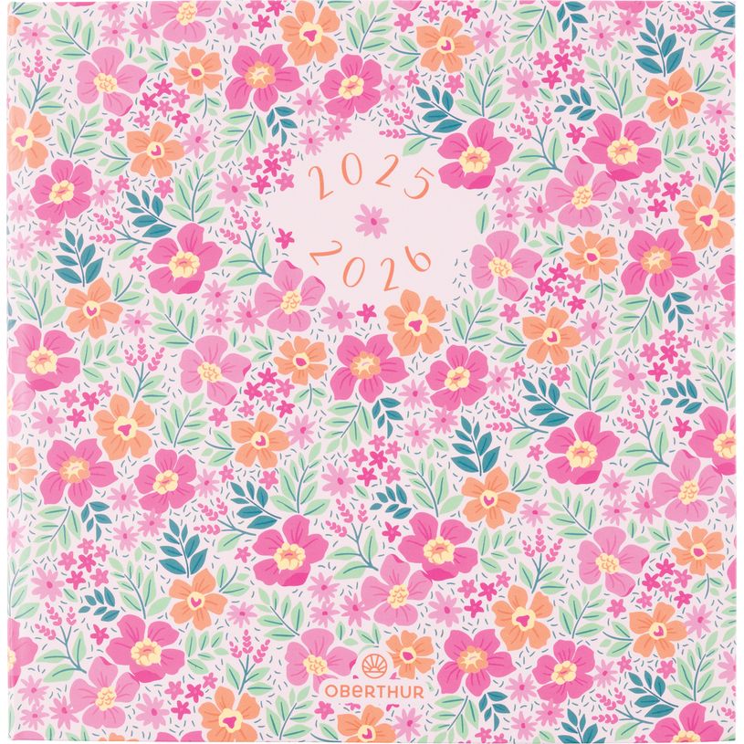 3664447218076-Agenda Chelsea - 1 semaine sur 2 pages - 16,5 x 16,5 cm - floralie rose - Oberthur-P_405230448_1-0