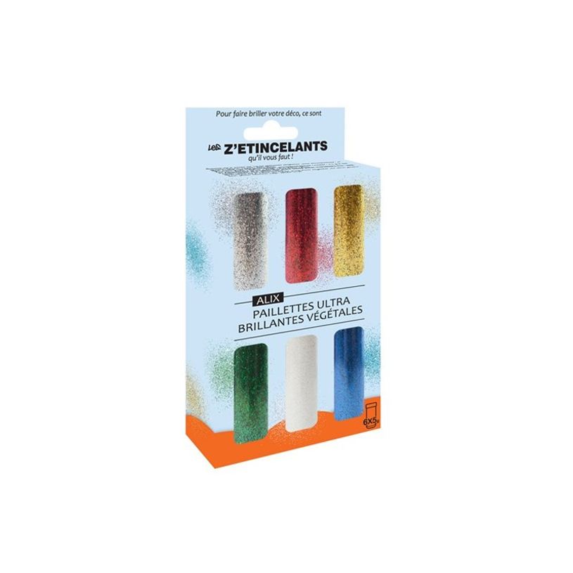 3134725018495-Cléopâtre - 6 pots de paillettes végétales - 5 g - couleurs assorties-P_405230459_1-2