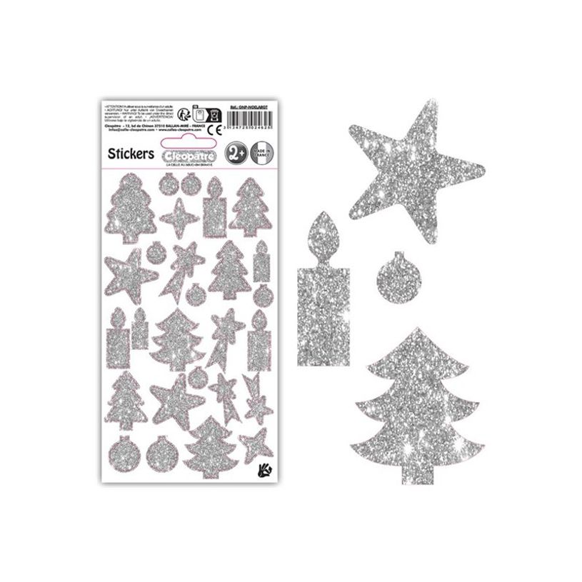 3134725024625-Cléopâtre - Jeu d'adhésifs de décoration - 27 pièces - noël - 10 - 40 mm - argent - -P_405230460_3-0